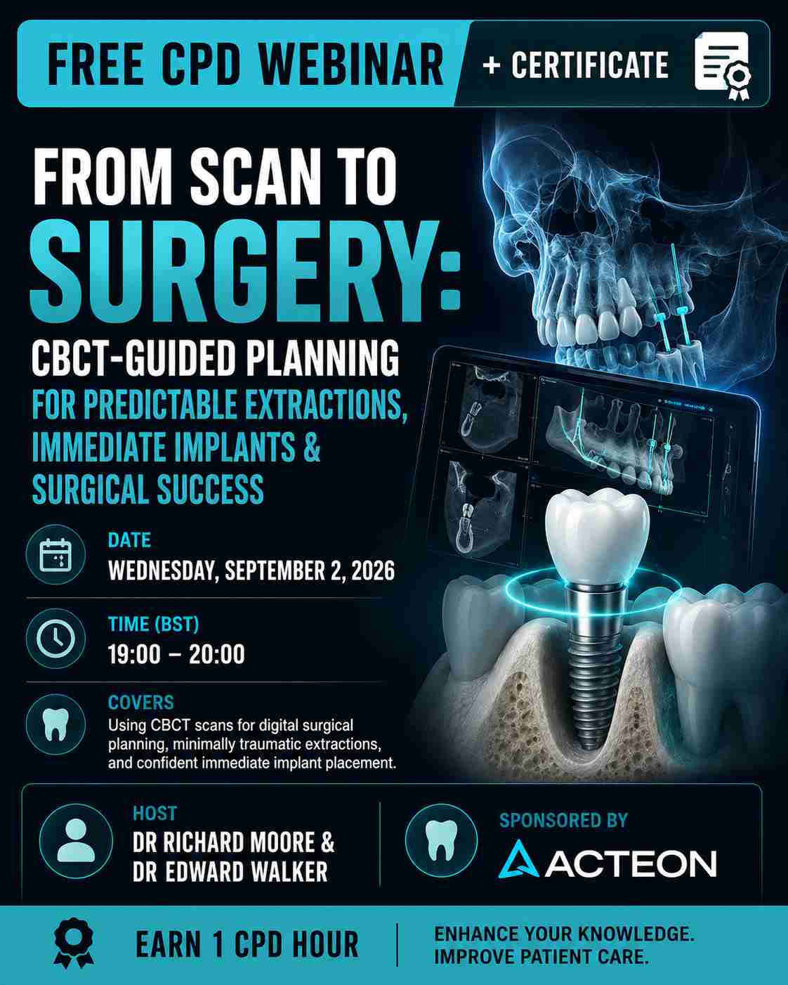 From Scan to Surgery: CBCT-Guided Planning for Predictable Extractions, Immediate Implants & Surgical Success,Acteon